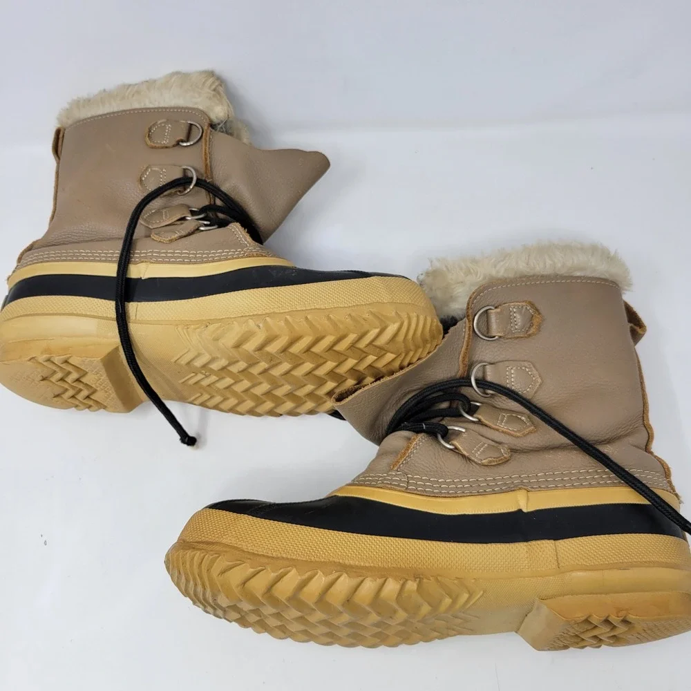 Sorel‎ Manitou Vintage Made in Canada Winter Boots Womens 10 Tan Leather Rubber